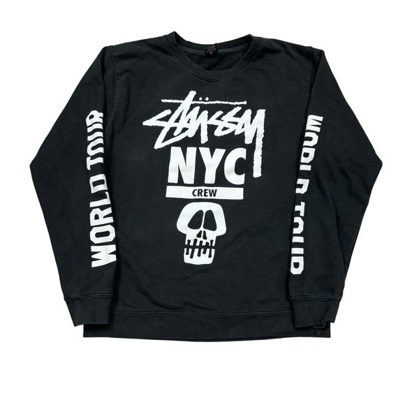 Rare Vintage y2k Stussy Skull World Tour Sweatshirt Sweater Pulover Men's Medium